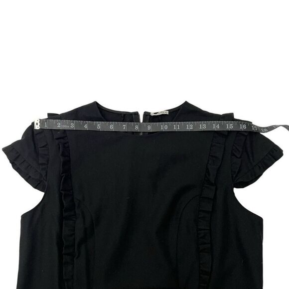 Miu Miu Size 6 Black Layered Short Sleeve Ruffle Trim Sheath Dress - Picture 11 of 11
